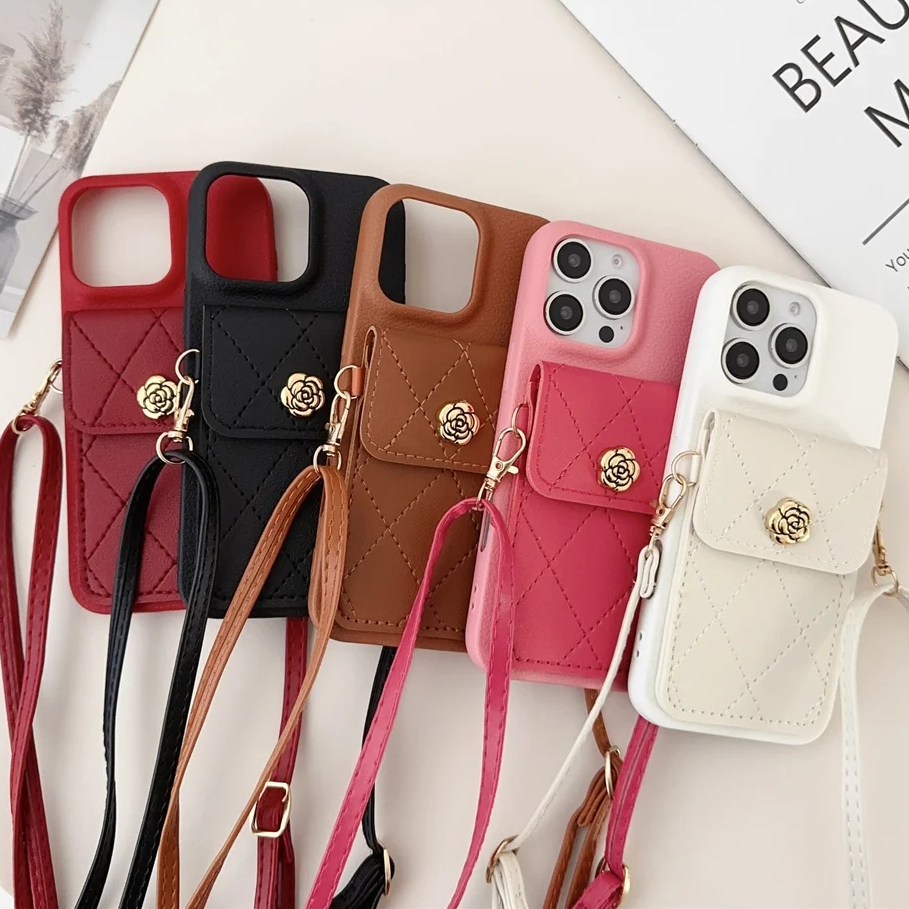 เคสโทรศัพท์เชือกเส้นเล็กcrossbodyสําหรับiphone 16 Pro Max 15 14 Plus 13 12 11 ผู้ถือบัตรกระเป๋าสตางค์กันกระแทกPUปกหนัง