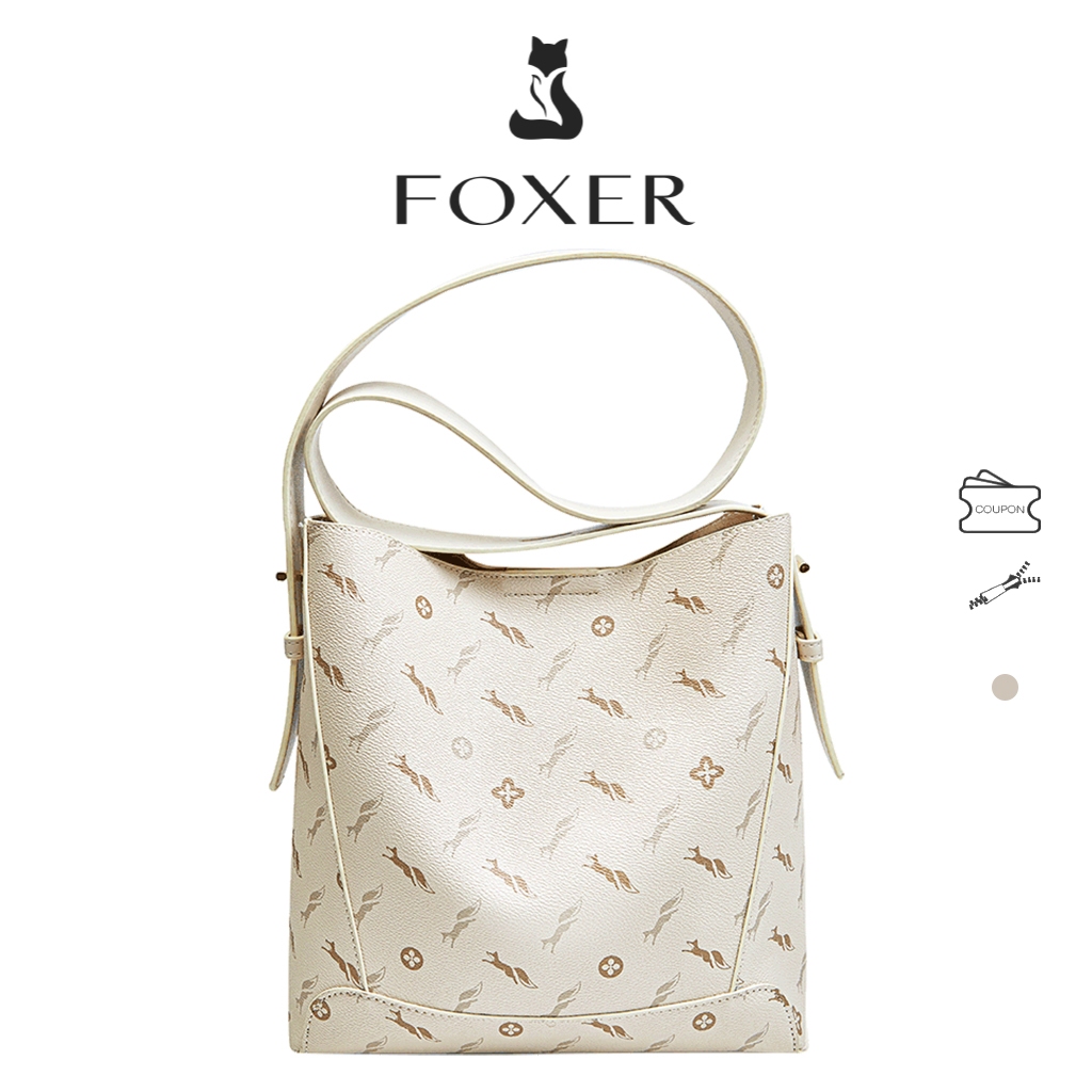 FOXER สุภาพสตรีแฟชั่นใหม่ย้อนยุคกระเป๋าสะพายความจุขนาดใหญ่กระเป๋า ผู้สื่อสาร สํานักงานผู้หญิงพร็อพกระเป๋าแยกหนังคุณภาพสูงกว้างสายคล้องไหล่หญิงกระ