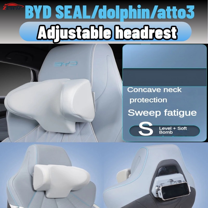 ZLWR Byd seal/atto3/dolphin/sealion 6 dmi headrest หมอนเอวรถคอหมอนรถหมอนหน่วยความจำโฟมอุปกรณ์ตกแต่งภ