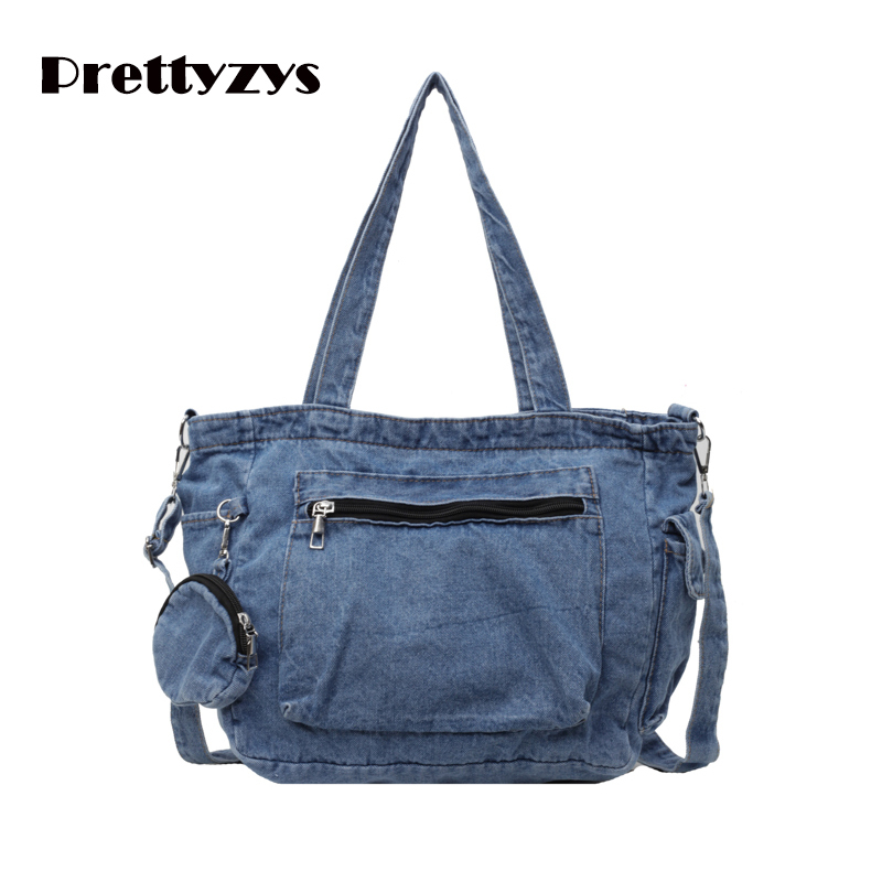Tote Bag Prettyzys 2024 Korean Large capacity Denim Bag Student commuting Crossbody Bag For Women