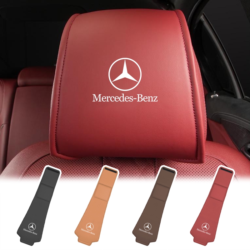 1/2pcs Car Seat Headrest ฝุ่น PU Learther รถที่นั่งหมอนสําหรับ Mercedes Benz Class W212 W211 W210 W203 W204 W205 CLA GLK CLS ABCE