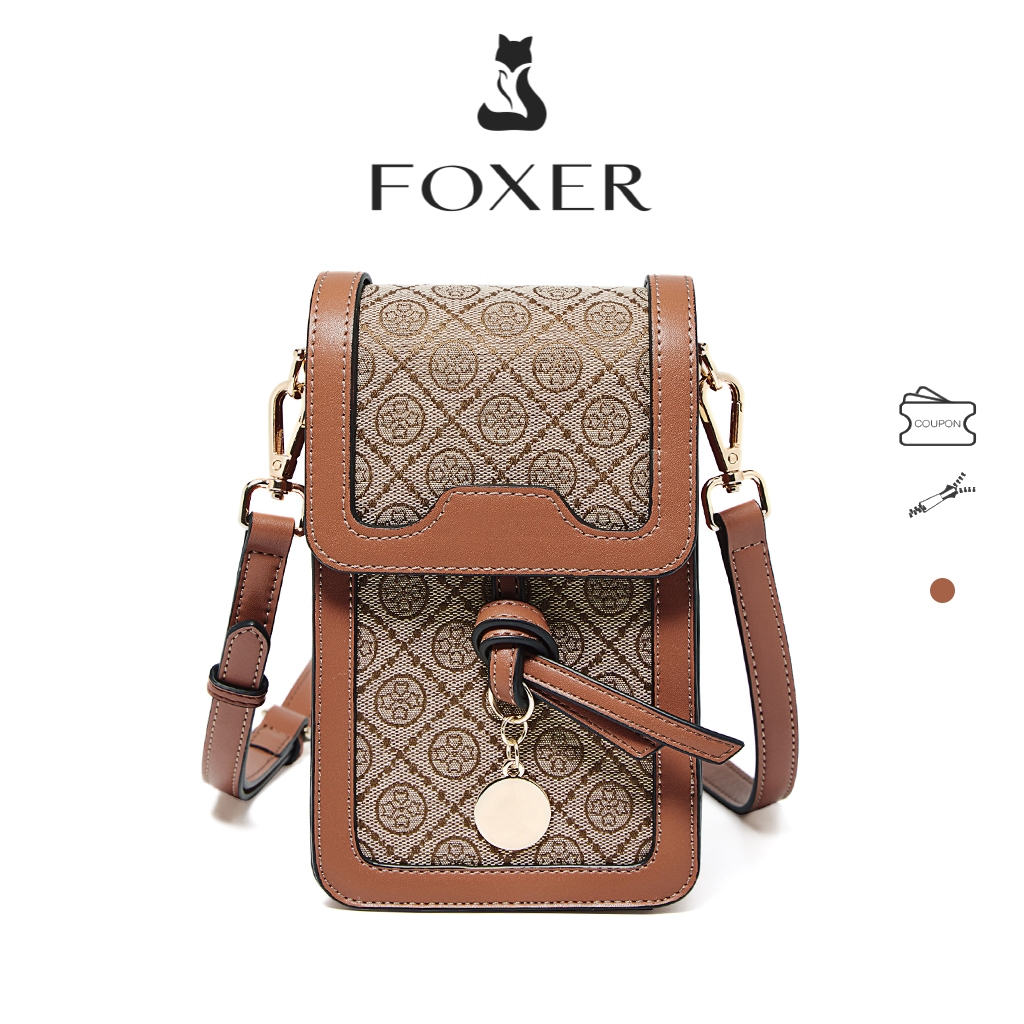 FOXER กระเป๋าสะพายข้างสตรีกระเป๋าโทรศัพท์มือถือขนาดเล็กกระเป๋าสะพายหนัง