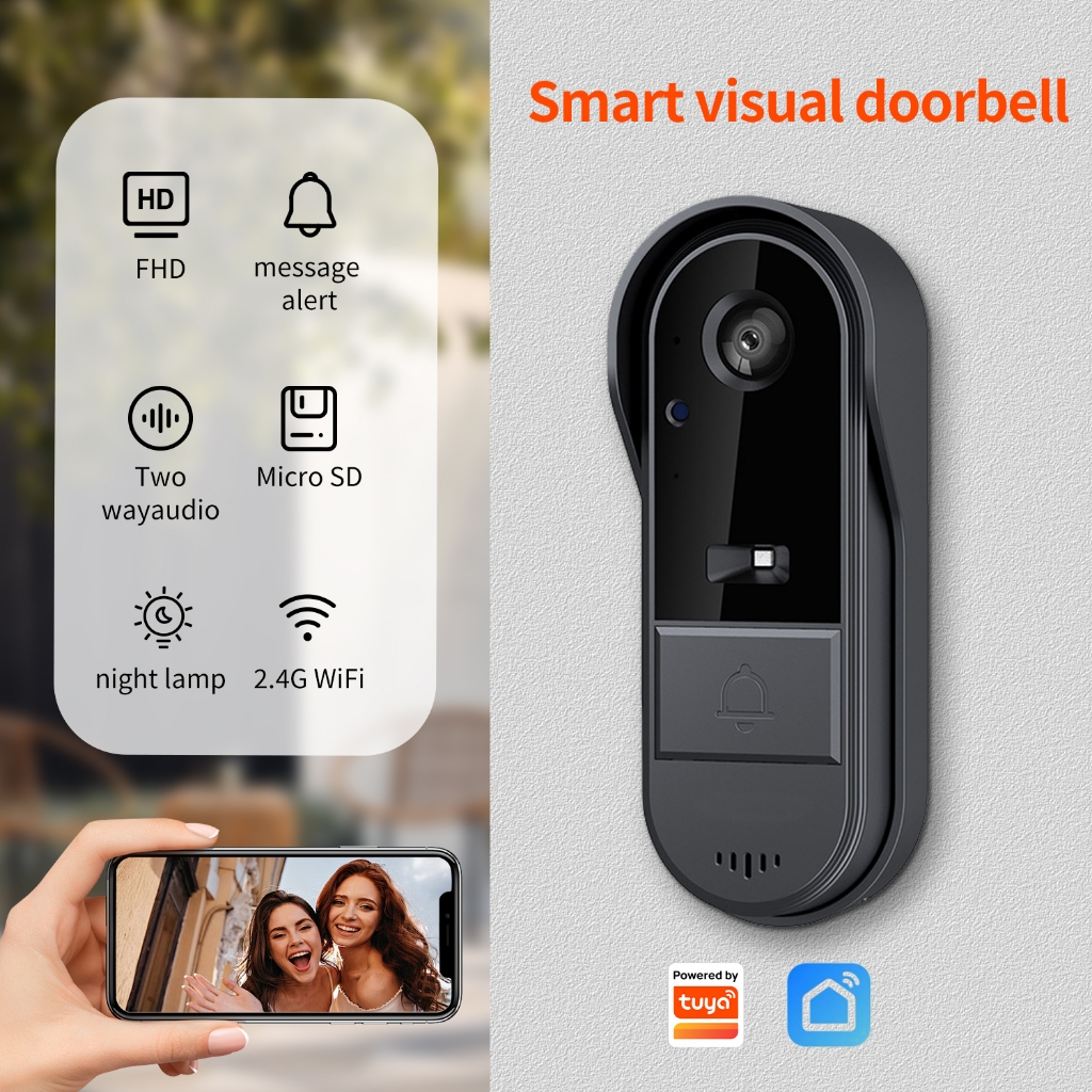 Tuya Doorbell พร้อมกล้องไร้สาย Bundle Video Doorbell WIFI HD โทรศัพท์กลางแจ้งประตู Bell กล้องความปลอดภัยวิดีโอ Intercom IR