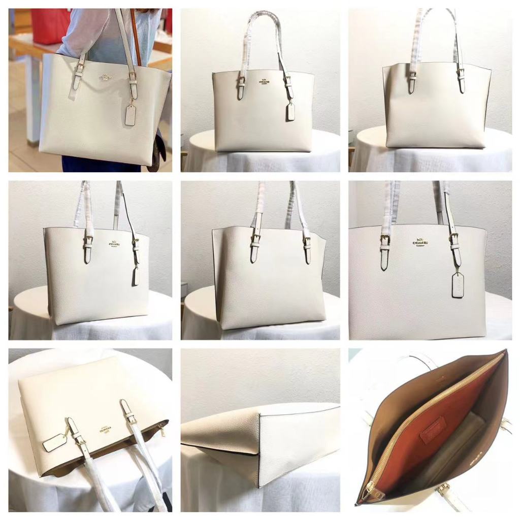 ของแท้ 100% COACH Female Bag Classic Presbyopic MOLLIE กระเป๋าถือ PVC with Leather Tote Bag 1665