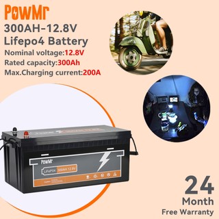 PowMr 12V 300AH ​​​​LiFePo4 Battery, Solar Battery, Ebike Battery, High Efficiency Car Battery Built-in BMS protection 100% real energy, 10 years lifespan can be up to 4 series