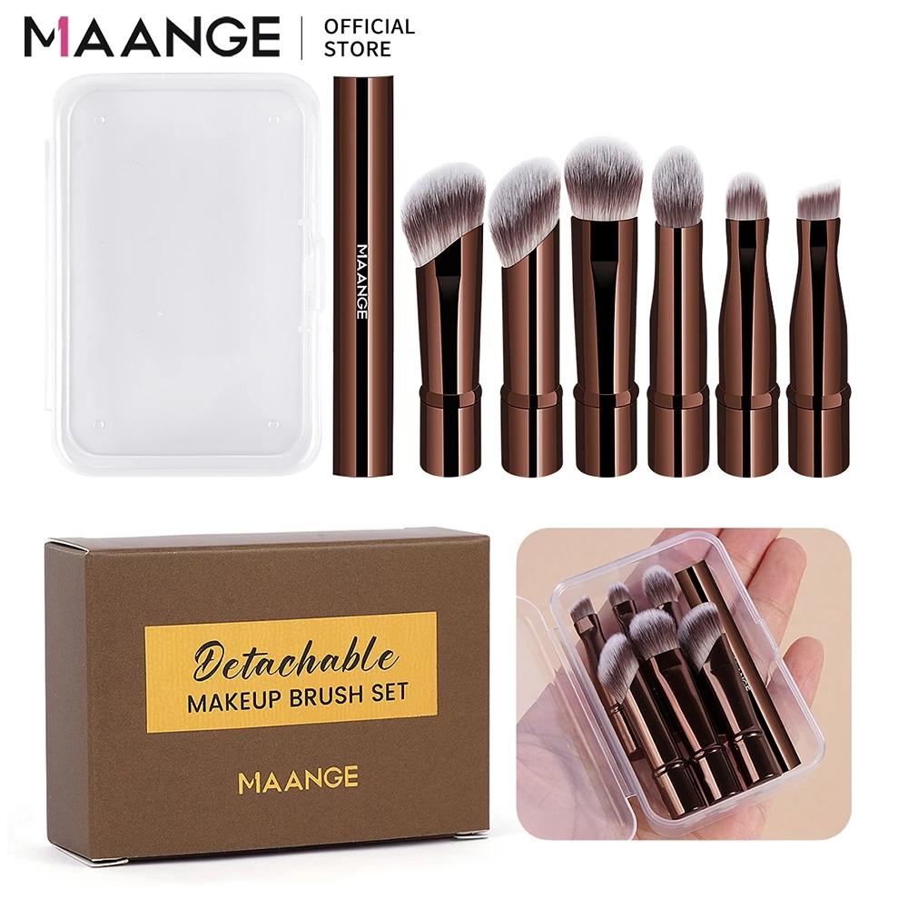 MAANGE 6 ใน 1 ชุดแปรงแต่งหน้าที่ถอดออกได้ - แปรงแต่งหน้ามืออาชีพ พกพาสะดวก เหมาะสำหรับใช้ในชีวิตประจำวันและการเดินทาง 52221