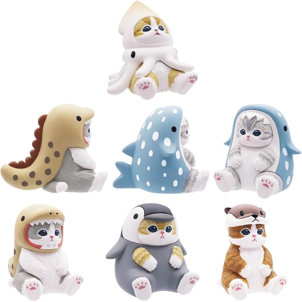 Kitan Cat กล่องสุ่ม blind box Mofusand Cat Shark อินเทรนด์เล่นตกแต่งตุ๊กตาตกแต่งสํานักงานของขวัญให้(5 PCS )