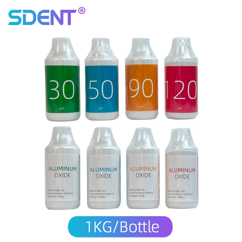 ผงพ่นทรายอลูมิเนียมออกไซด์ทันตกรรม 50 \ 30 \ 90 \ 120 ไมครอน 1000g \ 500 \ 250g
