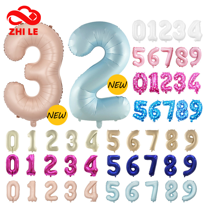 32นิ้วจํานวนอลูมิเนียมฟอยล์บอลลูน0ถึง9บิตบอลลูนฮีเลียมสุขสันต์วันเกิดสวัสดีปีใหม่งานแต่งงานตกแต่งตัวเลขลูกโป่งสีขาวสีชมพูสี