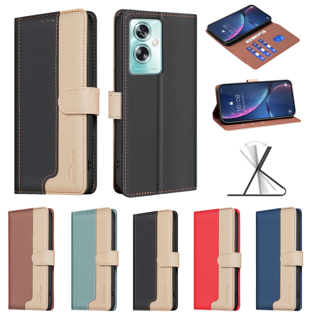 Splicing หนังเคสโทรศัพท์สําหรับ OPPO A74 A98 A1 A52 A54 A54S A16 A18 A38 A55 A58 A59 A60 A72 F19 PRO PLUS A78 A79 A92 A93 A94 A94 ฝาครอบกระเป๋าสตางค์แบบพลิก