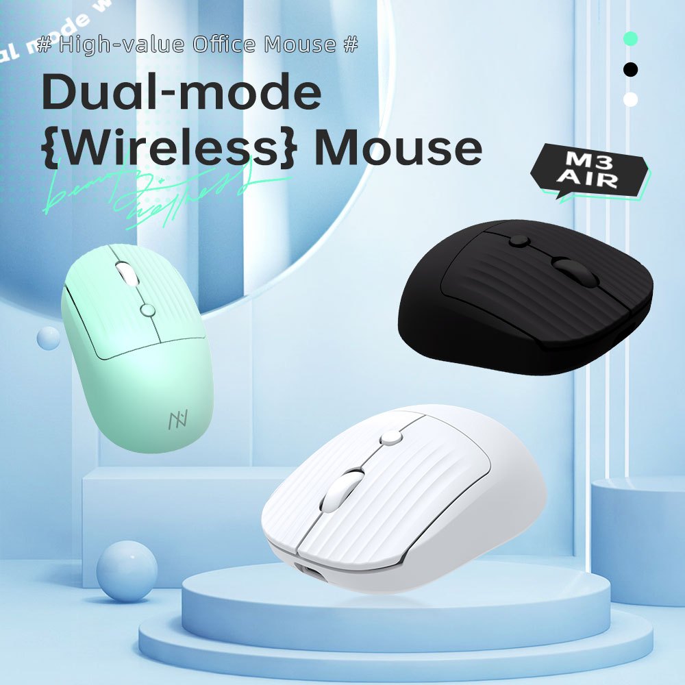 Machenike M3 Air Office Mouse Dual Mode 2.4G/บลูทูธเมาส์ไร้สายลดเสียงรบกวนชาร์จ Ergonomic รองรับสําหรับ MAC แล็ปท็อปสีขาว/สีดํา/สีเขียว