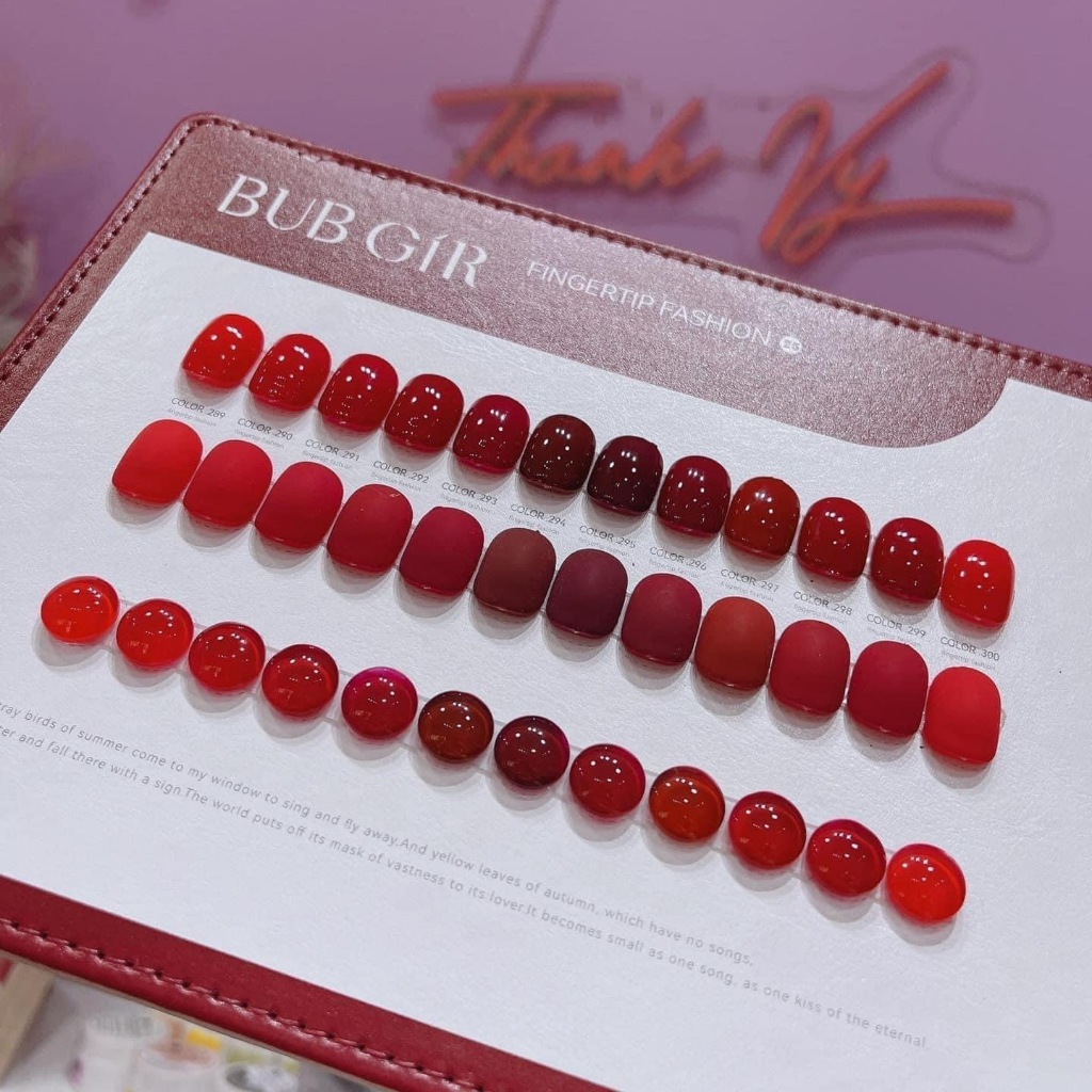 พร้อมส่ง สีทาเล็บเจล BUBGIR 12 สี（ BUBGIR) สีเจล สีเจลสีพื้น 12สีชุดเจลสีแดง แถม ชาร์ทสี 15ML
