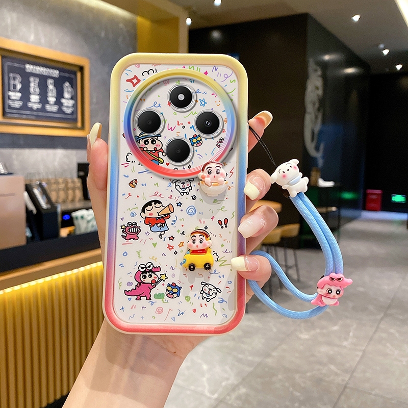 ซิลิโคนนุ่มการ์ตูน 3D สามมิติ Patch ตุ๊กตาสร้อยข้อมือเคสโทรศัพท์เหมาะสําหรับ Xiaomi Redmi 14C 4G/Redmi 14R 5G/Poco C75
