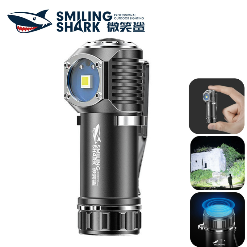 Smiling Shark SD0013 ไฟฉาย LED Mini Super Bright 8500LM 6 โหมดไฟฉายแม่เหล็กคลิปด้านหลังทํางานกันน้ํากลางแจ้งแสง Auto repair โคมไฟ