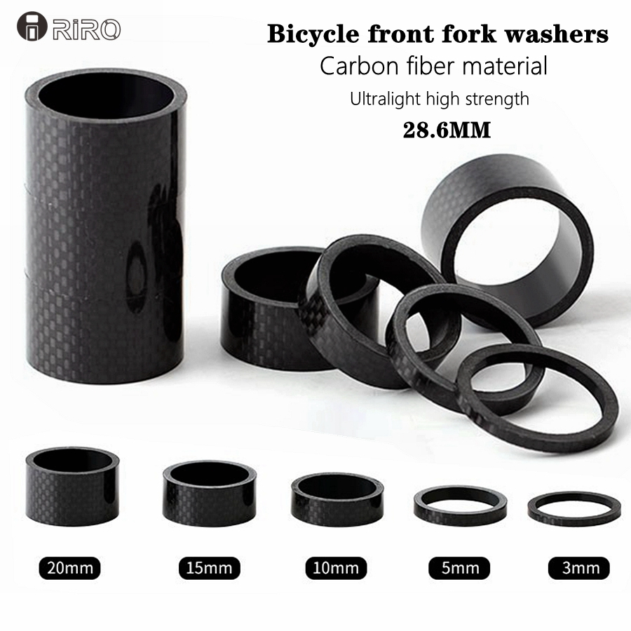 5PCS MTB จักรยานเสือหมอบคาร์บอนไฟเบอร์ชุดหูฟังส้อม Spacers Handlebar stem แหวนเครื่องซักผ้าส้อมด้านหน้าอุปกรณ์จักรยาน