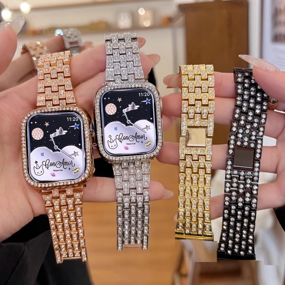 Bling Full Diamond เคส + สาย Huawei Watch Fit 3 Strap Samrt Watch Huawei Watch Fit 3 สาย Huawei Watch Fit / Fit new/ Huawei Fit SE สาย Huawei Fit3 Strap Bumper Protective Huawei fit 3 เคส Bling Huawei Watch Fit3 สาย PC เคส Huawei fit3 Case
