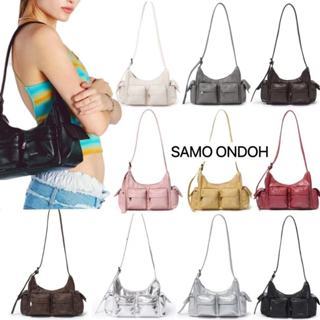 SAMO ONDOH กระเป๋าสะพายไหล่มอเตอร์ไซค์ใต้วงแขนแฟชั่นผู้หญิงสไตล์เกาหลีกระเป๋าสะพายข้างแบบปรับได้หลายช่อง