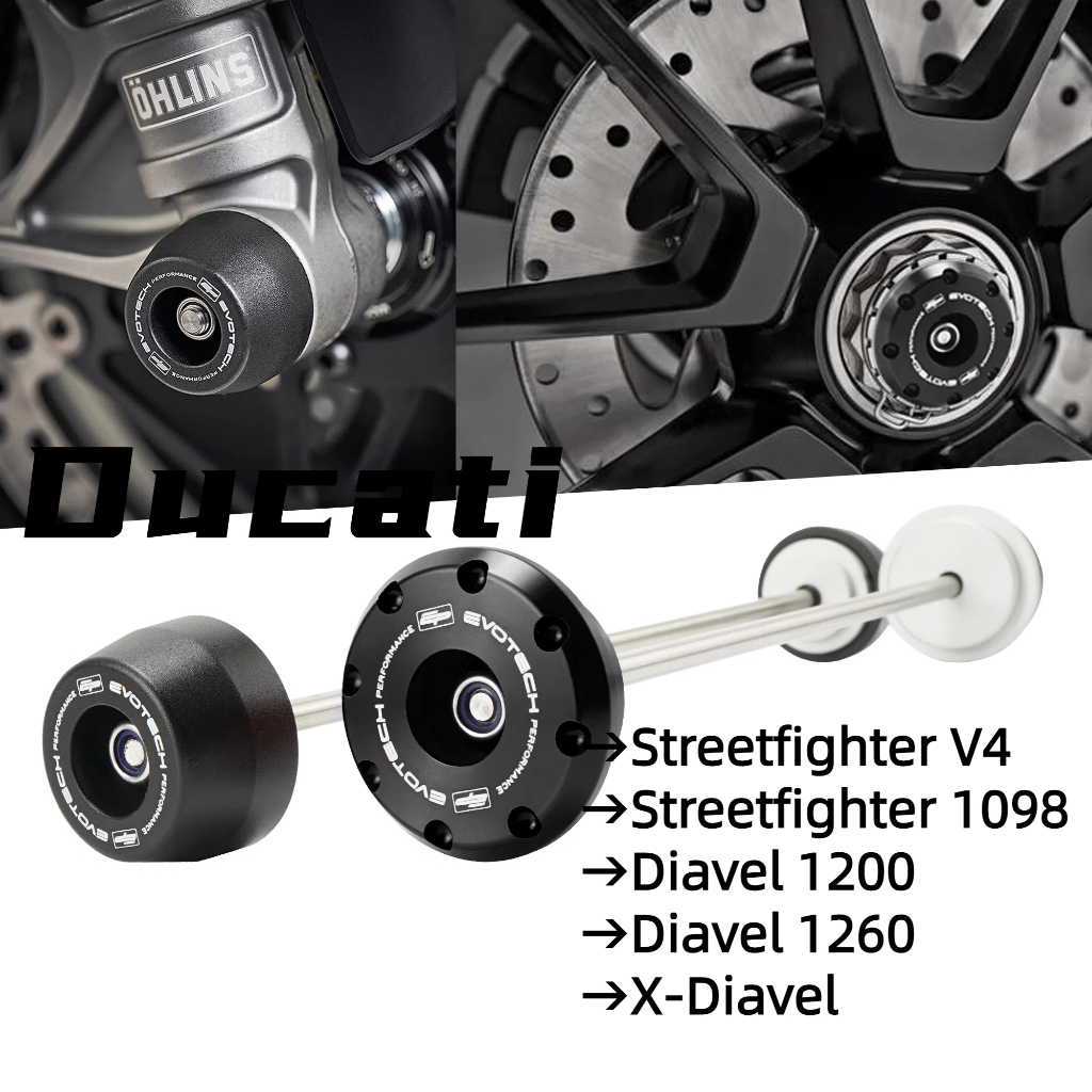 สําหรับ Ducati StreetfighterV4/1098 Diavel1200/1260 X-Diavel รถจักรยานยนต์ด้านหน้าและด้านหลังเพลา Sliders ล้อป้องกัน