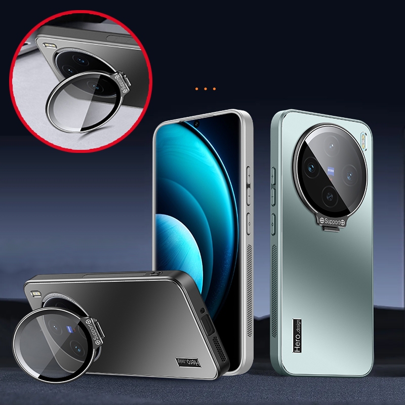 Ultrathin Matte Hard PC เคสโทรศัพท์สําหรับ VIVO X200 Pro X200Pro Mini Stand Full Glass เลนส์ป้องกันฟิล์ม Anti-Fingerprints Shell