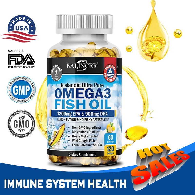 อาหารเสริมน้ํามันปลาโอเมก้า 3 พรีเมี่ยม - ปรับปรุงความจํา รองรับการทํางานของแพทย์ มี DHA และ EPA