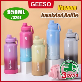 GEESO 32oz/950ML Tumbler Wide Mouth with Cap Lid Vacuum Insulated Tumbler Hot And Cold Drinking Water Bottle Aquaflask accessories 渐变保温杯