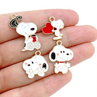 4ชิ้นการ์ตูนสุนัขสัตว์จี้เคลือบเสน่ห์เด็กนักเรียนของขวัญเครื…