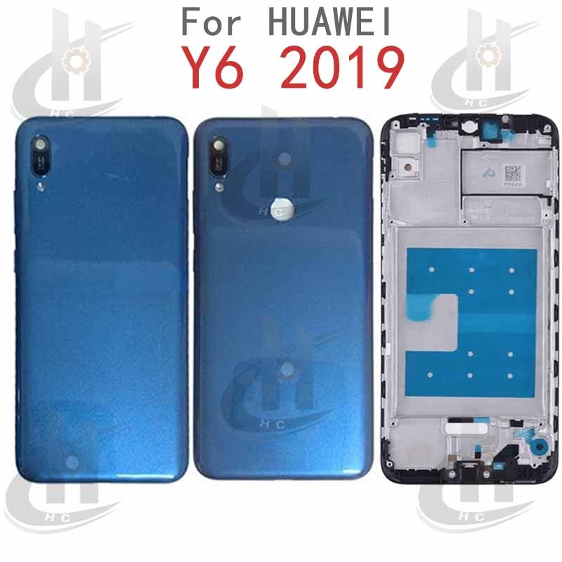 สําหรับ Huawei Y6 2019 / Y6 PRO 2019 / Y6 Prime 2019 แบตเตอรี่ฝาหลัง + ปุ่ม + กรอบด้านหน้า LCD + เลนส์กล้อง