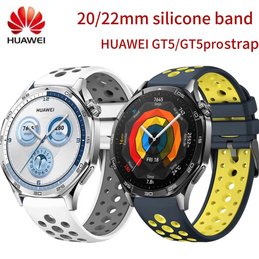 สายนาฬิกา Huawei gt3pro watch4pro gt3se gt2pro gt4 gt5 46 มม. สายยาง Viton vigor กีฬาสามห่วง