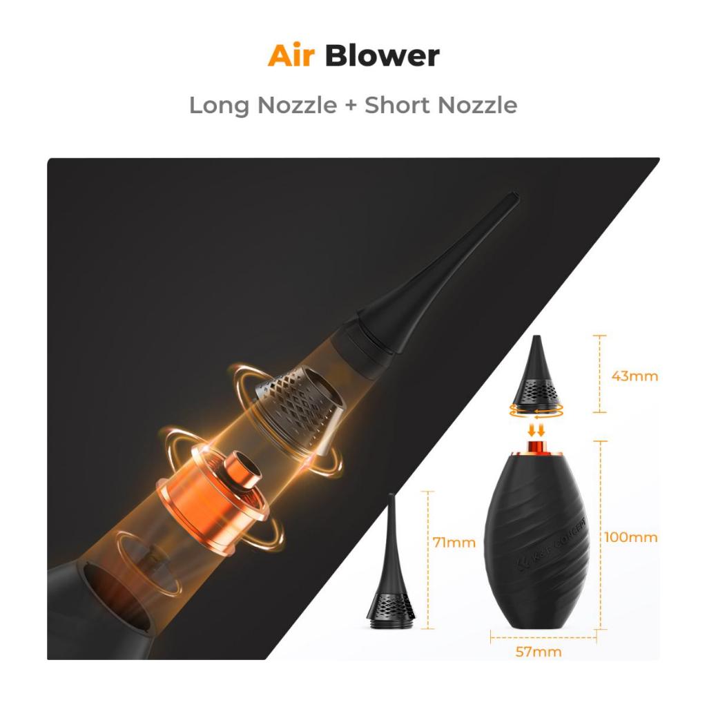 K&f Concept Air Blower หัวฉีดยาว/การออกแบบสวิตช์หัวฉีดสั้น, Single Air Intake เลนส์กล้อง, สําหรับเซ็นเซอร์เลนส์ SLR ดิจิตอลหน้าจอ LCD เครื่องดนตรีคีย์บอร์ด Tel