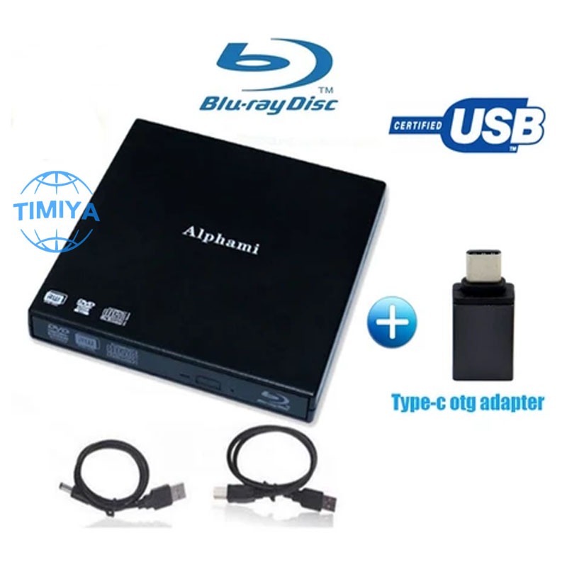 USB ภายนอก 1080P HD Blu-ray drive Player Burner,BD-RW BD DVD CD Player RW Burner Writer ไดรฟ์ภายนอก 