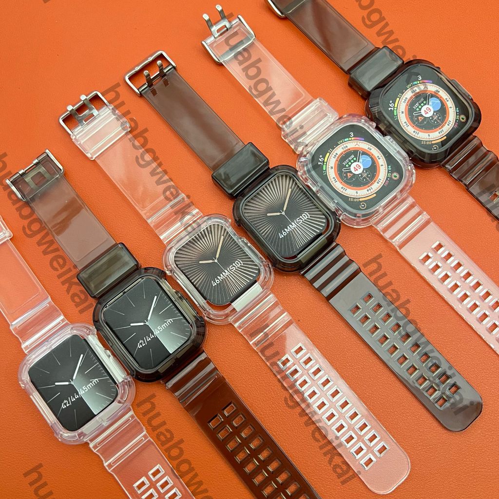 46mm ซิลิโคน Transparancy สายคล้องสําหรับ 2025 45/49MM smart watch iWatch Series S10 watch10 3 4 5 6