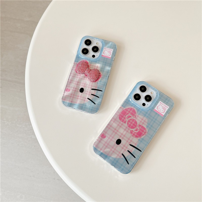 เคส iPhone 16 Promax 15 Promax Hello Kitty พร้อมเคสโทรศัพท์กระบวนการ TPU ลายโบว์