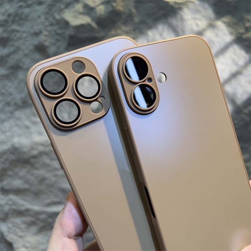 Luxury Desert Titanium GoldอะคริลิคMatteเคสโทรศัพท์สําหรับiPhone 16 15 14 13 12 11 Pro Max Plusกันกระแทกพร้อมกล้องป้องกันHardปลอกiPhone 16 Full Cover