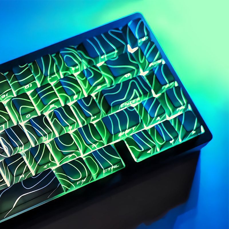 Womier 134 คีย์สีดํา Topographic V3 3.0 Dye-Sub Shine Through Key Caps พิมพ์ PBT Cherry Profile สําหรับ MX Switches คีย์บอร์ด