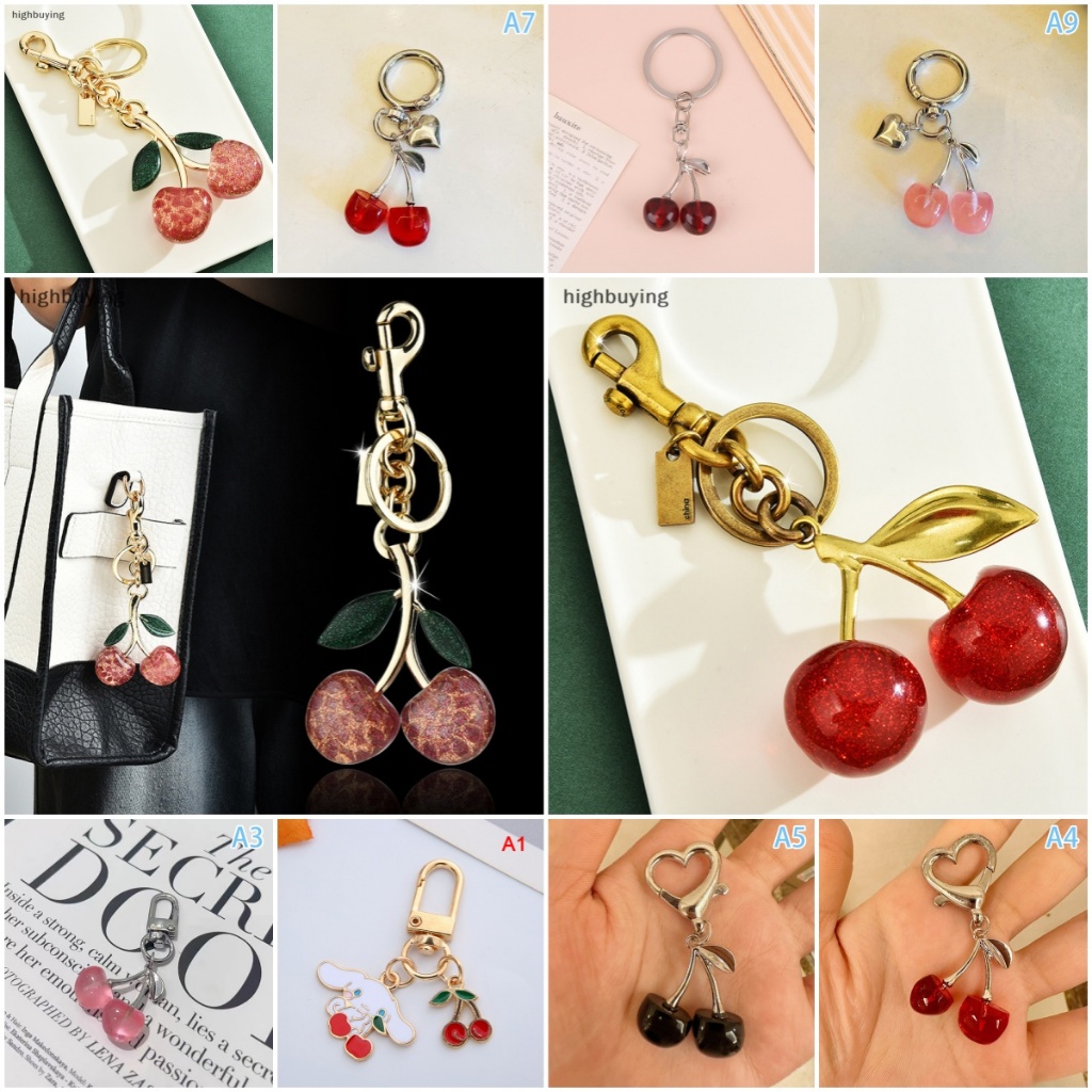[ซื้อสูง] แฟชั่นพวงกุญแจเชอร์รี่หวานอเนกประสงค์เชอร์รี่จี้พวงกุญแจสําหรับผู้หญิงผู้ชายประณีตกระเป๋าเป้สะพายหลังอุปกรณ์ตกแต่งของขวัญหุ้นใ