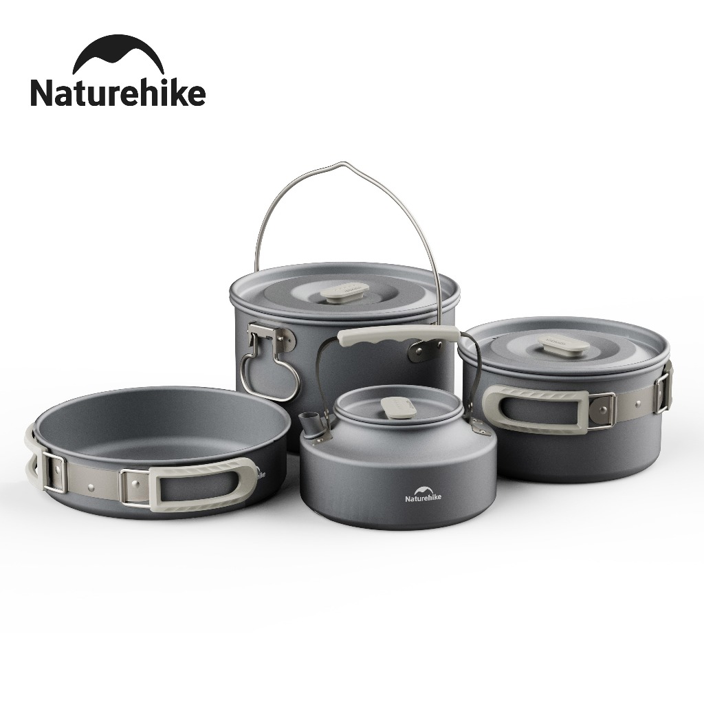 Naturehike เดินป่าธรรมชาติ เครื่องครัวตั้งแคมป์หม้ออลูมิเนียมอัลลอยด์ชุดหม้อกลางแจ้งรวมกัน