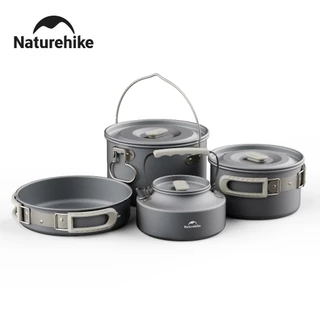 Naturehike เดินป่าธรรมชาติ เครื่องครัวตั้งแคมป์หม้ออลูมิเนียมอัลลอยด์ชุดหม้อกลางแจ้งรวมกัน