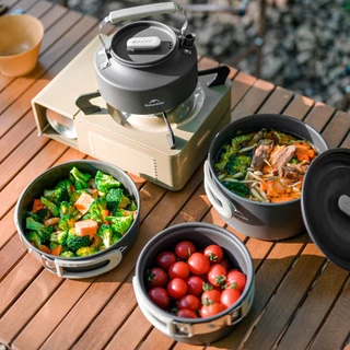 Naturehike เดินป่าธรรมชาติ เครื่องครัวตั้งแคมป์หม้ออลูมิเนียมอัลลอยด์ชุดหม้อกลางแจ้งรวมกัน