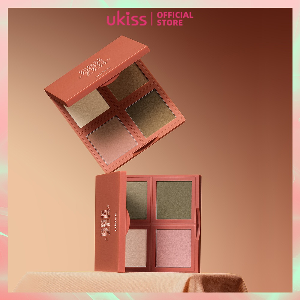 Ukiss Cheek and Contour Palette High-Gloss Blush All-in-one Plate Nose Shadow Glitter Powder Matte B