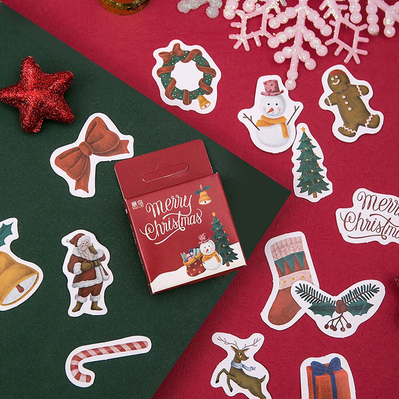 45 ชิ้น/กล่อง Kawaii Merry Christmas สติกเกอร์ DIY คริสต์มาสปีใหม่ของขวัญห่อบรรจุภัณฑ์ปิดผนึก Lables แท็ก Journal Planner สมุดภาพตกแต่งสติกเกอร์