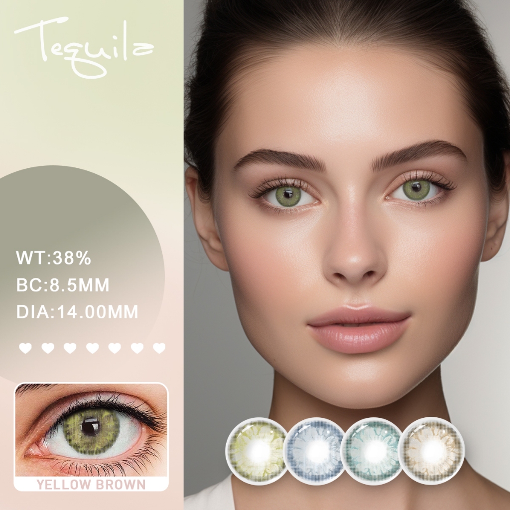 Kikicolor Tequila Series HEMA สายตาสั้นคอนแทคเลนส์สี 2 ชิ้นรายปีคอนแทคเลนส์สีนุ่มสําเร็จการศึกษาธรรม