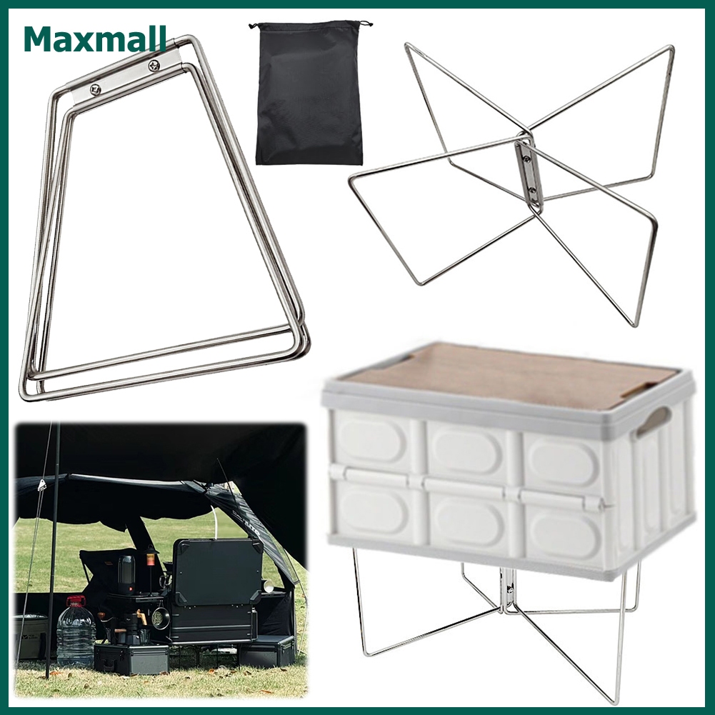 Maxmall Camping พับ Cooler กล่องอลูมิเนียมขาตั้งกล่อง Organizer กล่องพับสําหรับปิกนิกกลางแจ้งตกปลาทําอาหาร BBQ