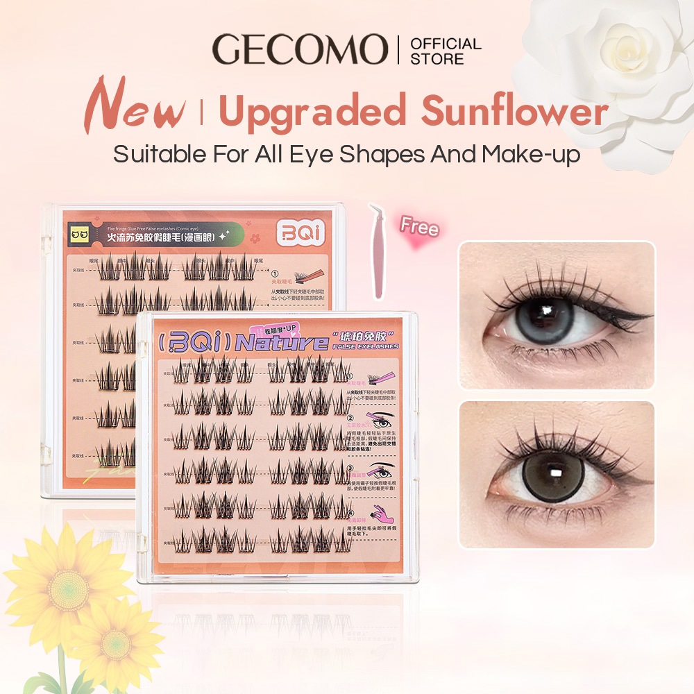 Gecomo ใหม่ขนตาไร้กาวไม่ต้องใช้กาวขนตาธรรมชาตินํามาใช้ใหม่กาวฟรีขนตาปลอม
