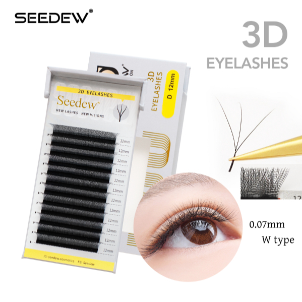 Seedew  w fancy ขนตาปลอม 3D เนื้อนุ่ม ขนมิงค์ธรรมชาติ รูปตัว W ขนาด 0.07 มม ขนตาแฟนซี