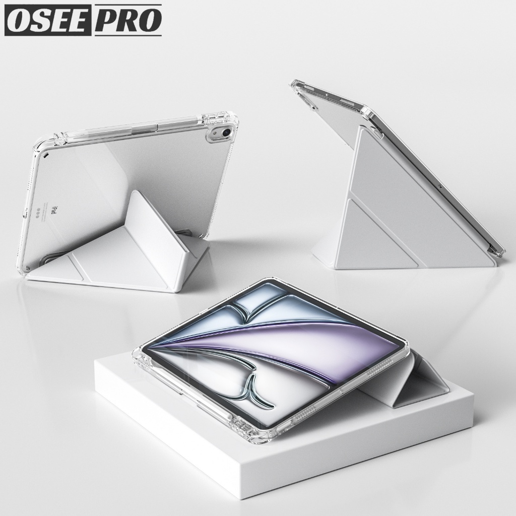 Osee pro เคส ipad Y-fold clamshell HD โปร่งใส hard สําหรับ ipad Pro 13 12.9 Pro 2 3 4 5 11 นิ้ว iPad M3/M2 Air 7 Air 6 11 นิ้ว ไอแพด air 5 ไอแพด air 4 (2025/2024/2022/2020)ไอแพด gen 10 gen 11 iPad กรณีรุ่นที่ 7 8 รุ่นที่ 9 mini 6 7 กรณีปากกาขวา ถาดถาด