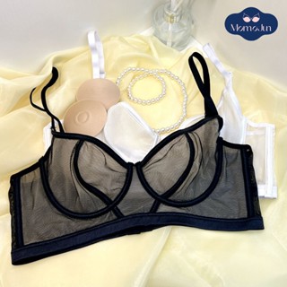 Momo ฝรั่งเศสตาข่ายบางเฉียบถ้วยมีห่วงเหล็กชุดชั้นในลูกไม้เซ็…