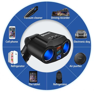 🚀ส่งจากไทย🚀 Qc3.0 อะแดปเตอร์ซ็อกเก็ตที่จุดในรถยนต์ 12-24V Dual USB QC3.0 USB 4.8A ที่ชาร์จในรถ ชาร์จเร็ว รองรับบลูทูธโทร/ดิสก์ U ฟังเพลง 4.8A/90W