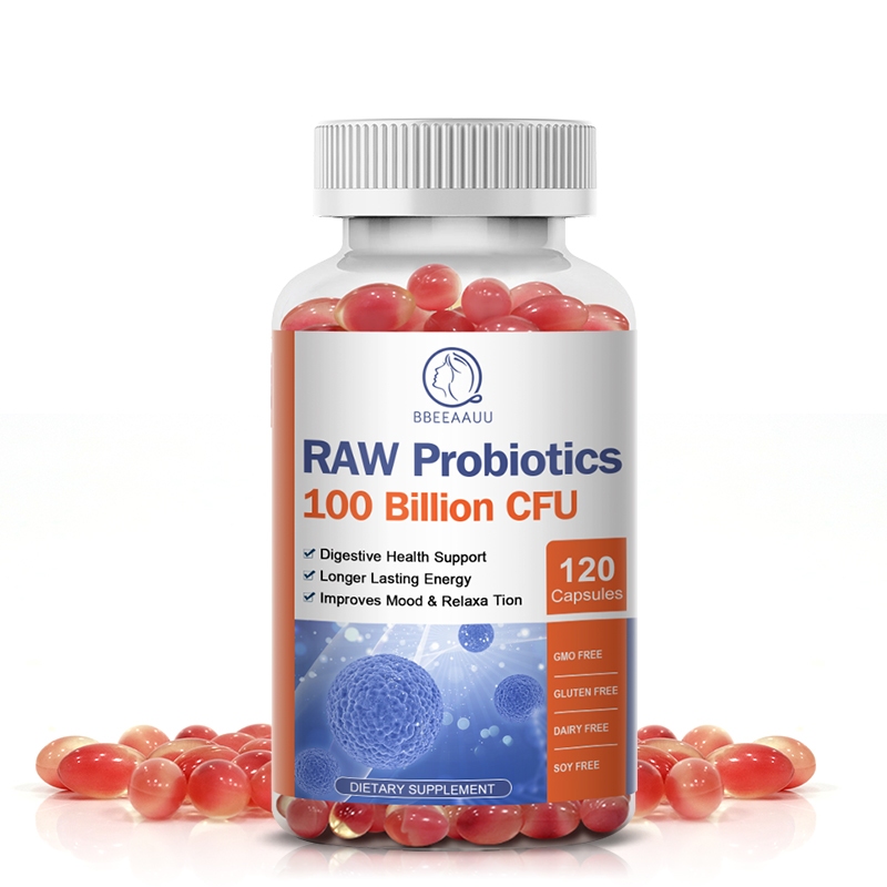 【BBEEAAUU】 พรีไบโอติก โพรไบโอติก raw probiotic RAW ปรับสมดุลลำไส้ โปรไบโอติก 100 พันล้าน CFU 120 แคปซูล ช่วยเรื่องการลอยตัว และก๊าซ รองรับสุขภาพ สําหรับผู้ชาย และผู้หญิง อาหารเสริม
