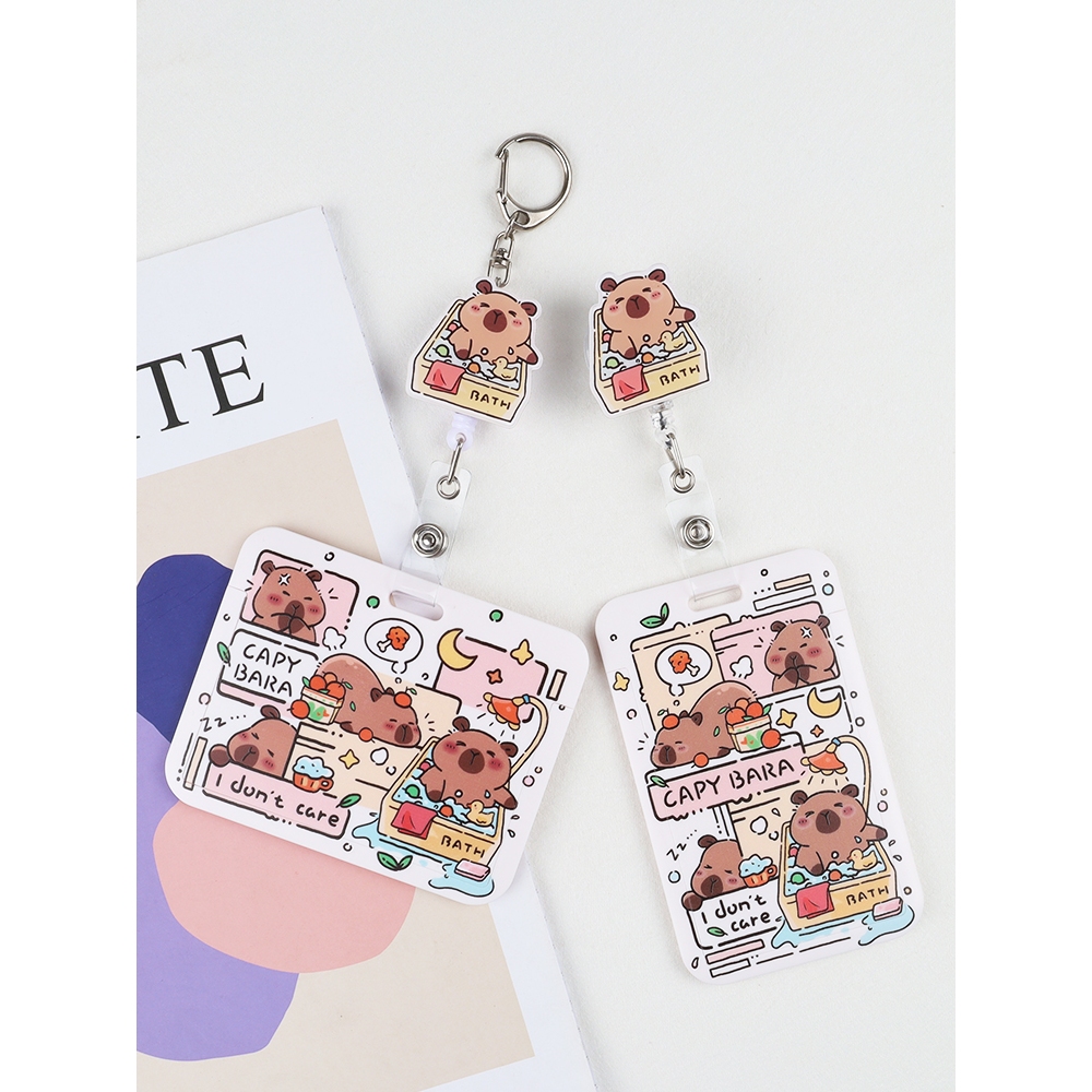 ใหม่ คาปิบาระ ผู้ถือบัตรเชือกเส้นเล็กยาวสําหรับคนงานนักเรียนเคสแข็งป้ายพนักงานปกบัตรปกบัตรประจําตัว