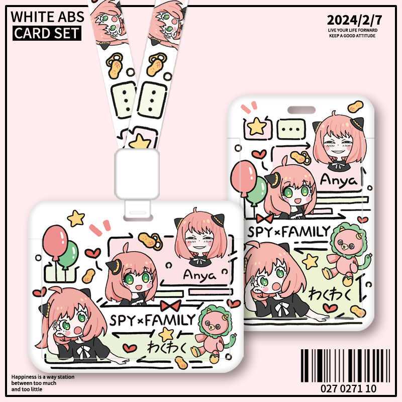 Anya Forger ผู้ถือบัตรเชือกเส้นเล็กยาวสําหรับคนงานนักเรียนเคสแข็งป้ายพนักงานปกบัตรบัตรประจําตัว